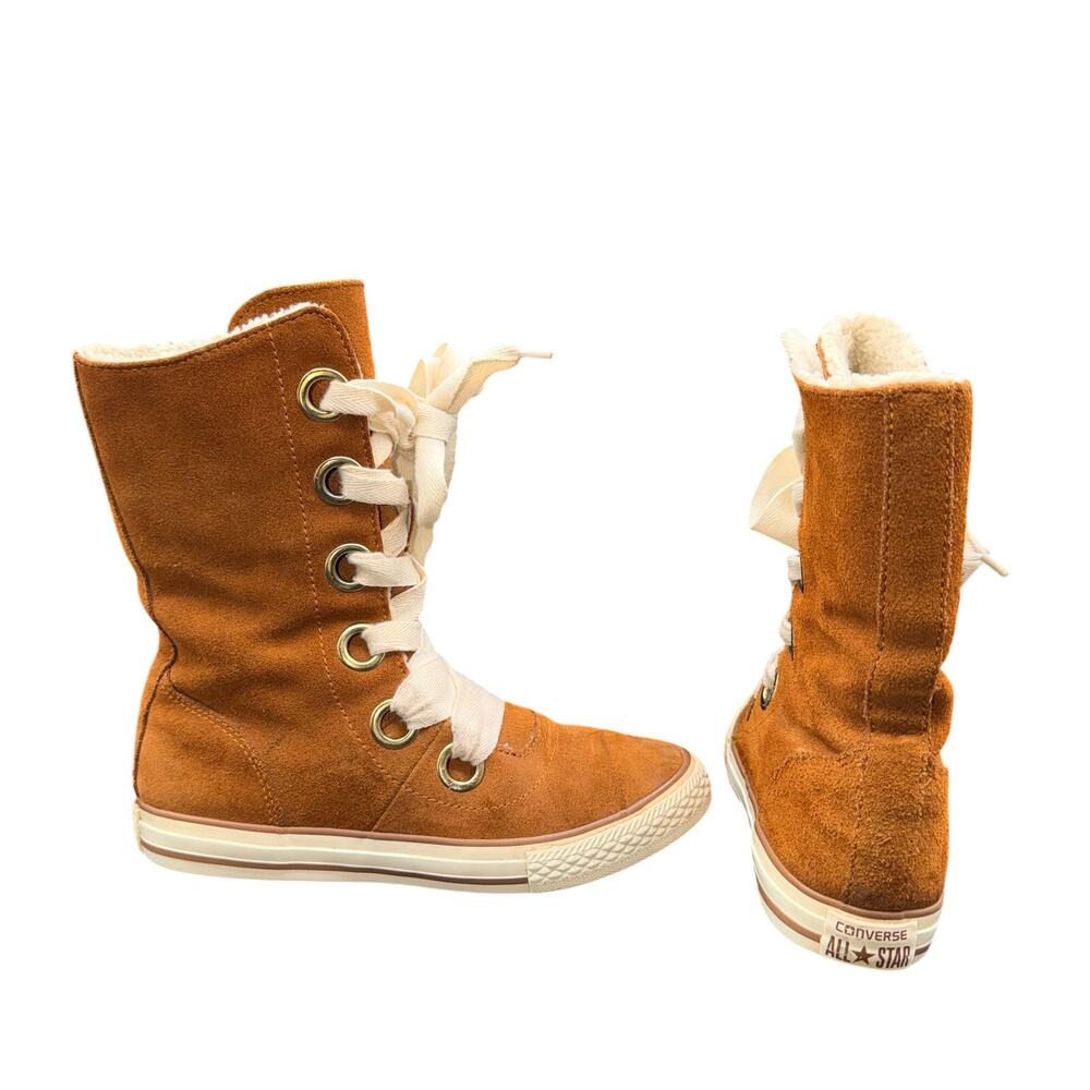 Converse All Star Suede Sherpa Lace Up Boots Women’s Size 6 Brown